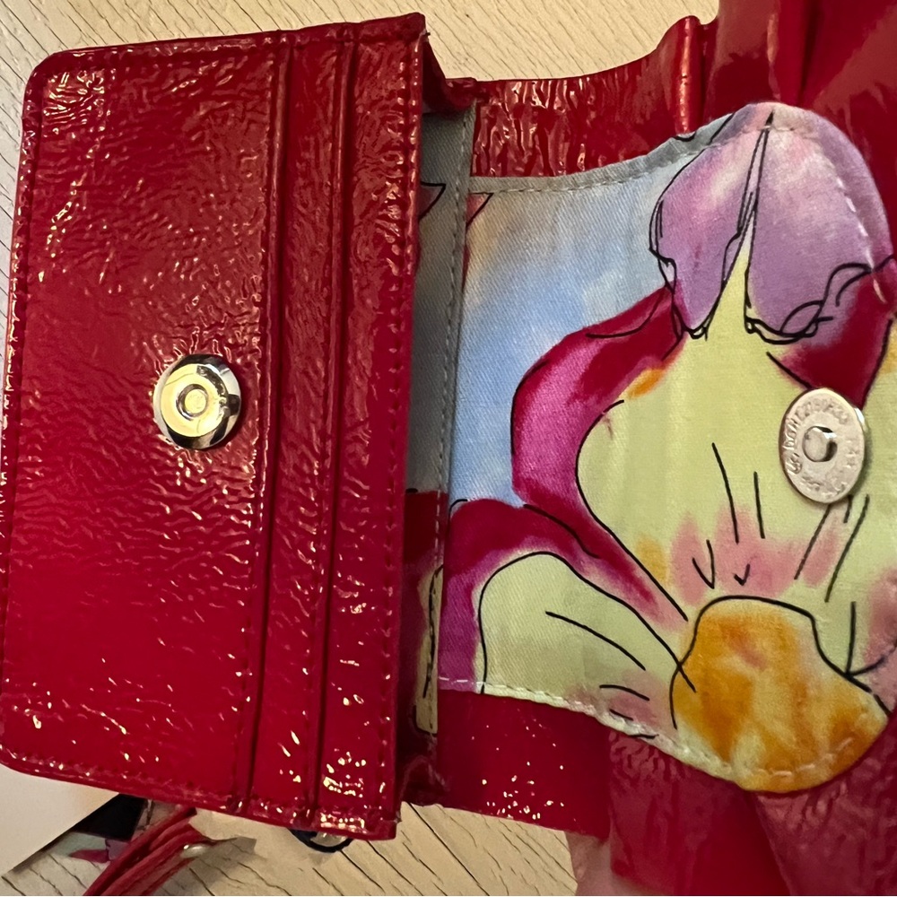 Red Leather Wristlet Clutch - Picture 3 of 4